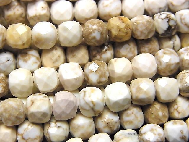 【動画】【素晴らしい輝き】マグネサイト キューブカット5×5×5mm 1連(約37cm)の画像