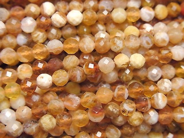 【動画】【素晴らしい輝き】ブランデーオパール ラウンドカット4mm 1連(約37cm)の画像