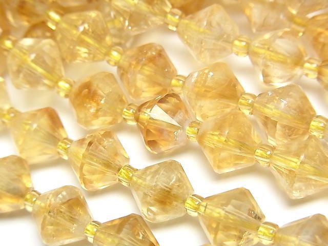 【動画】【素晴らしい輝き】バイカラーシトリンAA ソロバンカット8×8×8mm 半連/1連(約35cm)の画像