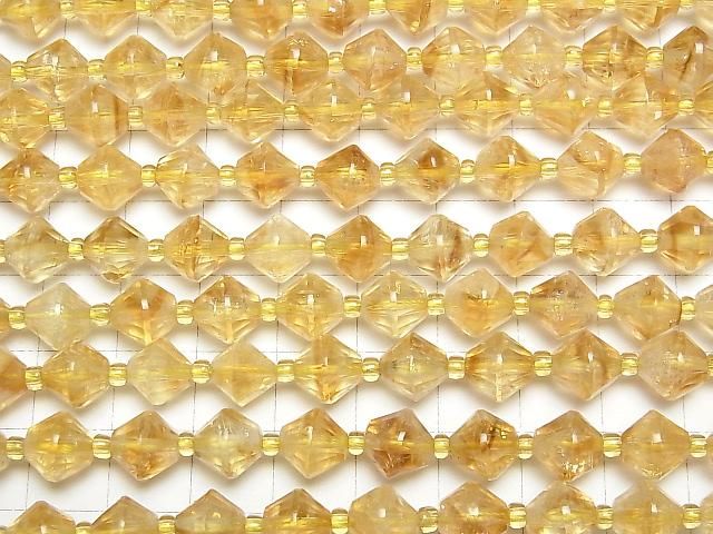 【動画】【素晴らしい輝き】バイカラーシトリンAA ソロバンカット8×8×8mm 半連/1連(約35cm) サムネイル3