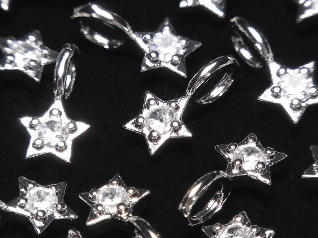 【動画】メタルパーツ スターモチーフ チャーム10×6mm シルバーカラー(CZ付) 2個の画像