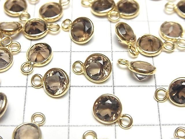 【動画】宝石質スモーキークォーツAAA 枠留めラウンドファセットカット6×6mm 18KGP 5個 サムネイル2