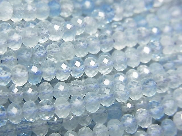 【動画】【素晴らしい輝き】アクアマリンAA++ ボタンカット4×4×2.5mm 1連(約36cm)の画像