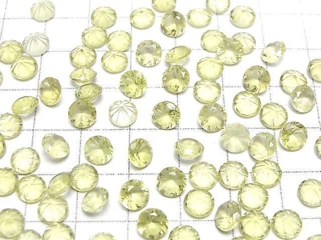 【動画】宝石質レモンクォーツAAA 彫刻入りラウンドファセットカット6×6mm 5粒 サムネイル4