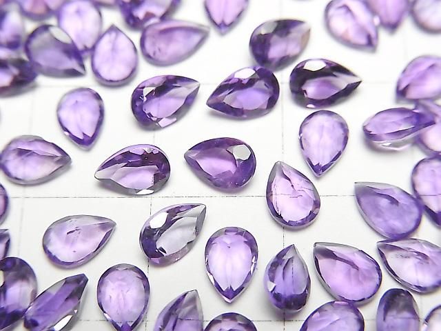 【動画】宝石質アメジストAAA- ルース ペアシェイプファセットカット6×4mm 5粒 サムネイル2