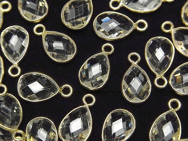 【動画】宝石質ホワイトトパーズAAA 枠留めペアシェイプカット11×8mm 18KGP 3個の画像