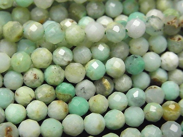 【動画】【素晴らしい輝き】母岩付きクリソプレーズAA ラウンドカット4mm 1連(約36cm)の画像