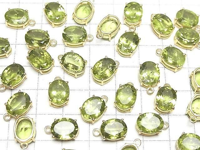 【動画】宝石質ペリドットAAA 枠留めオーバルファセットカット10×8mm 18KGP 1個 サムネイル4