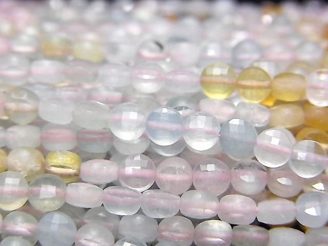 【動画】【素晴らしい輝き】ベリルミックス(マルチカラーアクアマリン)AA+ コインカット4×4×2.5mm 1連(約37cm)の画像