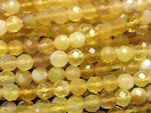 【動画】【素晴らしい輝き】イエローオパールAA++ ラウンドカット5mm 1連(約37cm)の画像