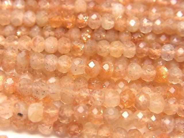 【動画】【素晴らしい輝き】サンストーンAA+ ボタンカット4×4×3mm 1連(約37cm)の画像