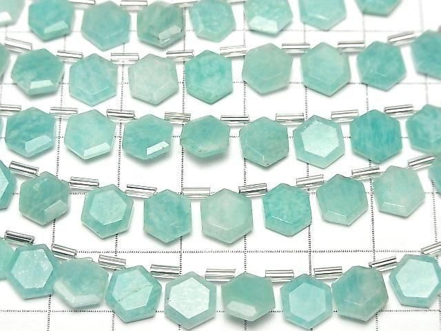 【動画】アマゾナイトAA++ フラットヘキサゴンカット9×8mm 1連(13粒) サムネイル3