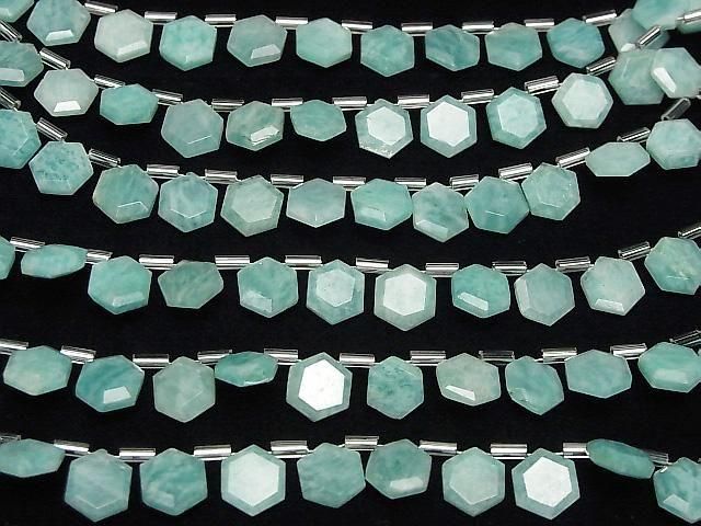 【動画】アマゾナイトAA++ フラットヘキサゴンカット9×8mm 1連(13粒) サムネイル4