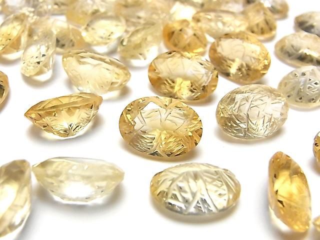 【動画】宝石質シトリンAAA 彫刻入りオーバルファセットカット14×10mm 1粒の画像