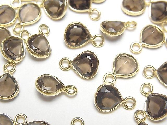 【動画】宝石質スモーキークォーツAAA 枠留めマロンファセットカット7×7mm 18KGP 3個の画像