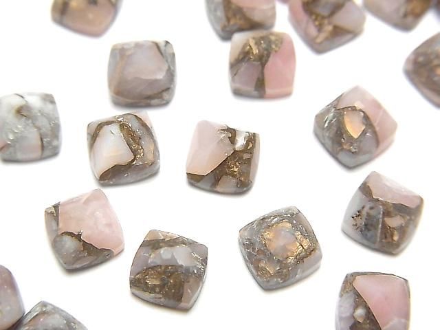 【動画】コッパーピンクオパールAAA シュガーローフカット6×6mm 3個の画像