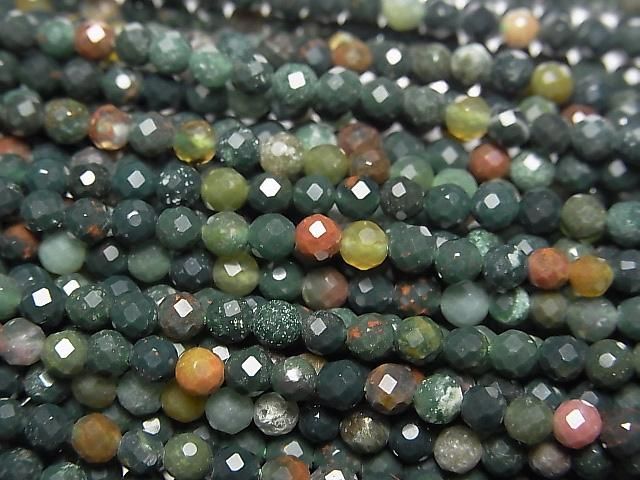 【動画】【素晴らしい輝き】ブラッドストーン ラウンドカット3mm 1連(約37cm)の画像