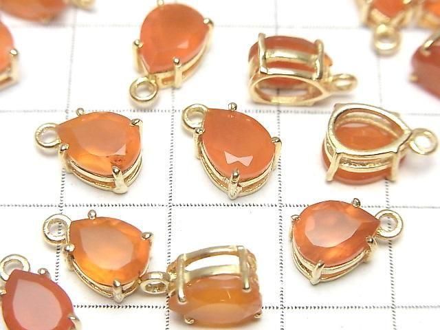 【動画】宝石質カーネリアンAAA 枠留めペアシェイプファセットカット8×6mm 18KGP 2個 サムネイル2