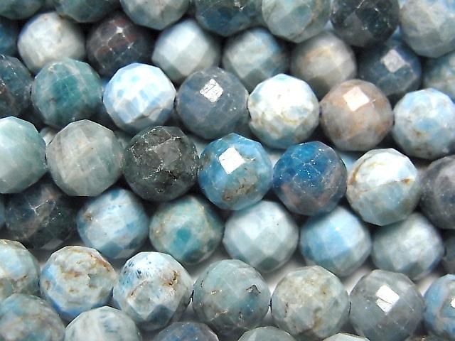 【動画】【素晴らしい輝き】ブルーアパタイトAA 64面ラウンドカット8mm 1連(約37cm)の画像