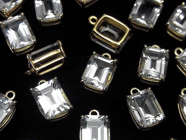 【動画】宝石質ホワイトトパーズAAA 枠留めレクタングルファセットカット10×8mm 18KGP 1個 サムネイル3