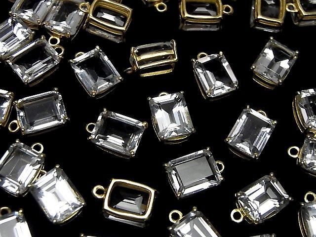 【動画】宝石質ホワイトトパーズAAA 枠留めレクタングルファセットカット10×8mm 18KGP 1個 サムネイル4