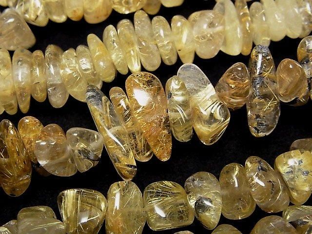 【動画】ルチルクォーツAA++ チップ(ミニタンブル) 1連(約84cm) の画像