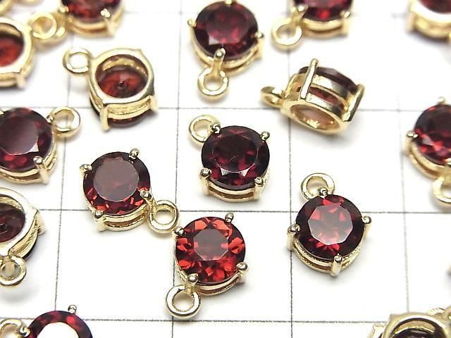 【動画】宝石質モザンビークガーネットAAA 枠留めラウンドファセットカット7×7mm 18KGP 2個 サムネイル2
