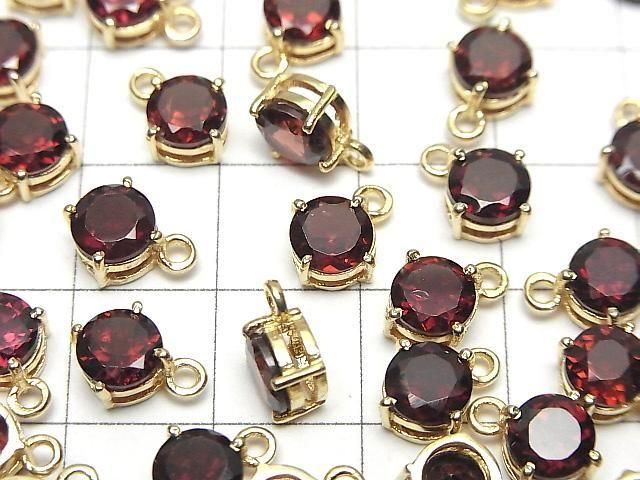 【動画】宝石質モザンビークガーネットAAA 枠留めラウンドファセットカット7×7mm 18KGP 2個 サムネイル3