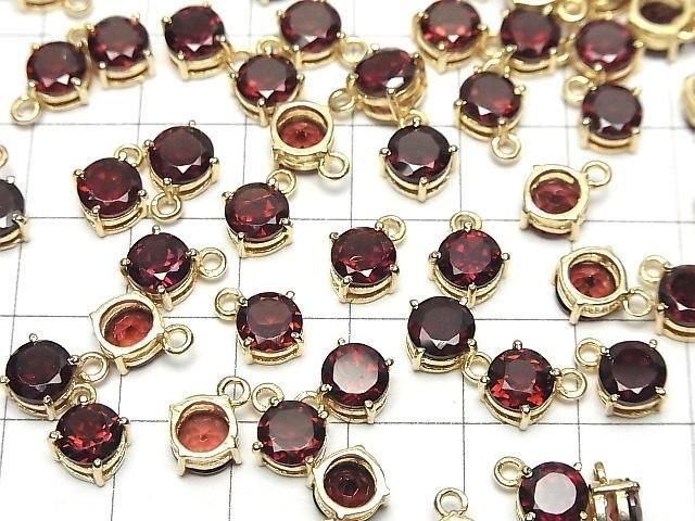 【動画】宝石質モザンビークガーネットAAA 枠留めラウンドファセットカット7×7mm 18KGP 2個 サムネイル4