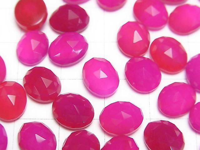 【動画】フューシャピンクカルセドニーAAA オーバル カボションローズカット10×8mm 3個 サムネイル2