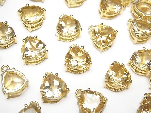 【動画】宝石質シトリンAAA 枠留めマロンファセットカット8×8mm 18KGP 1個の画像