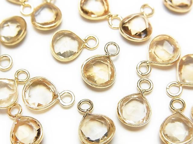 【動画】宝石質シトリンAAA 枠留めマロンカット7×7mm 18KGP 3個の画像