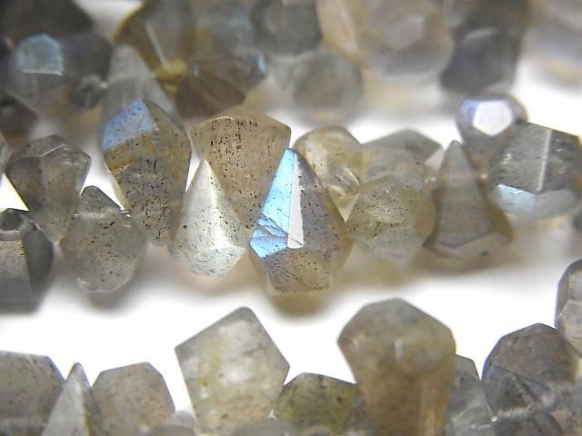 【動画】ラブラドライトAA++ ラフドロップ ブリオレットカット 1連(約7cm)の画像