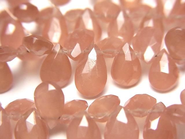 【動画】宝石質ペルー産インカローズAAA- ペアシェイプ ブリオレットカット 半連/1連(約18cm)の画像