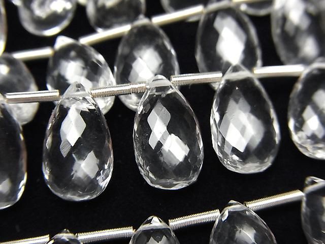【動画】宝石質クリスタルAAA ペアシェイプ ブリオレットカット11×7mm 1連(8粒)の画像