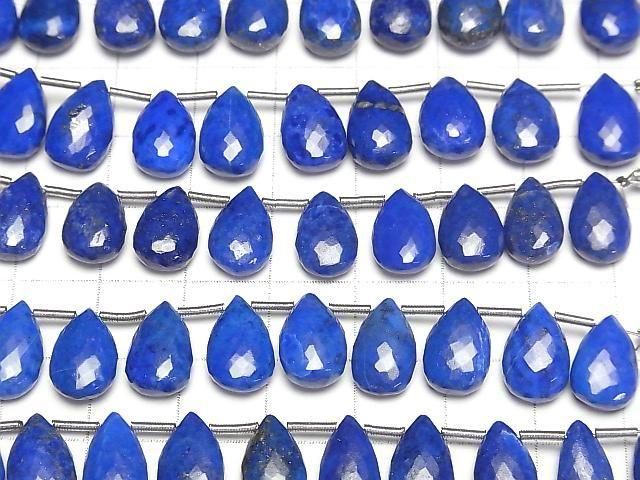 【動画】宝石質ラピスラズリAAA- ペアシェイプ ブリオレットカット12×8mm 半連/1連(8粒) サムネイル4