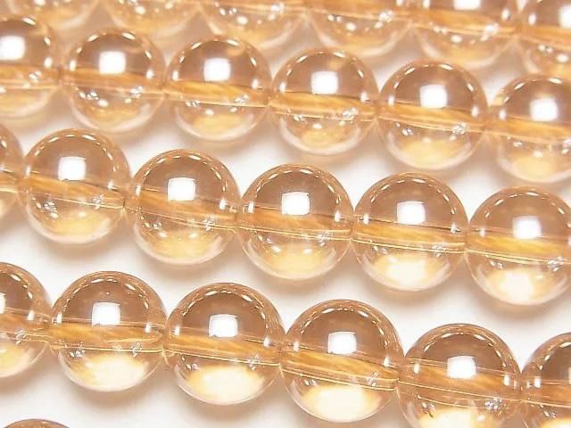 【動画】シャンパンカラークォーツAAA ラウンド10mm 半連/1連(約36cm)の画像
