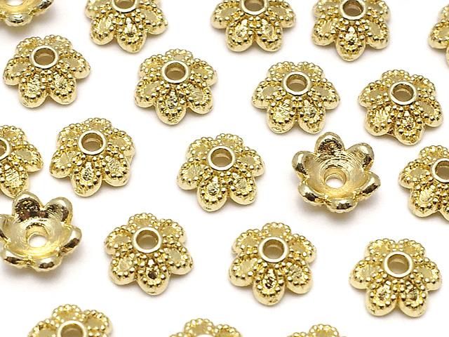 メタルパーツ ビーズキャップ5×5×2mm ゴールドカラー 10個の画像