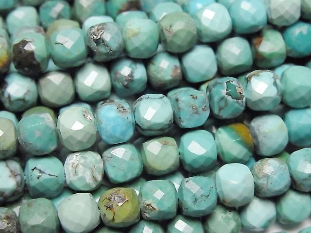 【動画】【素晴らしい輝き】ターコイズAA++ キューブカット6×6×6mm 半連/1連(約36cm)の画像