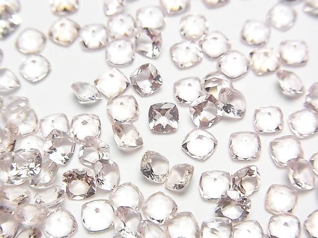 【動画】宝石質モルガナイトAAAA ルース スクエアファセットカット4×4mm 2粒の画像