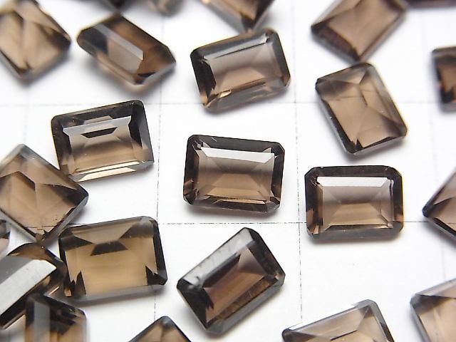 【動画】宝石質スモーキークォーツAAA ルース レクタングルファセットカット7×5mm 5粒 サムネイル2
