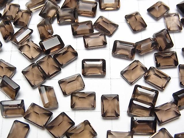 【動画】宝石質スモーキークォーツAAA ルース レクタングルファセットカット7×5mm 5粒 サムネイル3