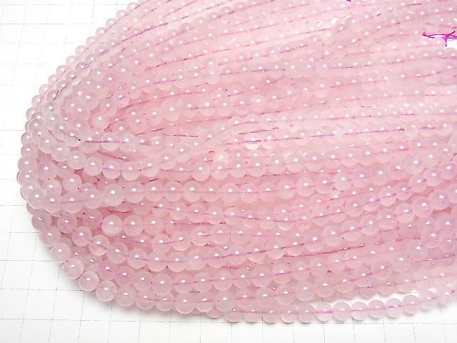 【動画】マダガスカル産ディープローズクォーツAA+ ラウンド6mm 半連/1連(約38cm) サムネイル4