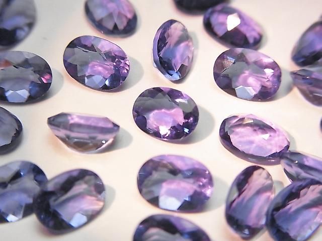 【動画】宝石質カラーチェンジフローライトAAA ルース オーバルファセットカット7×5mm 2粒の画像