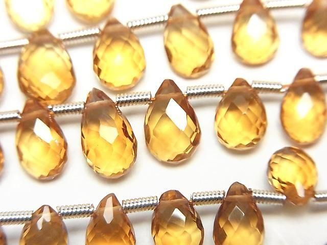 【動画】宝石質シトリンAAA ペアシェイプ ブリオレットカット 半連/1連(約18cm)の画像