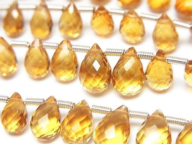 【動画】宝石質シトリンAAA ペアシェイプ ブリオレットカット 半連/1連(約18cm)の画像