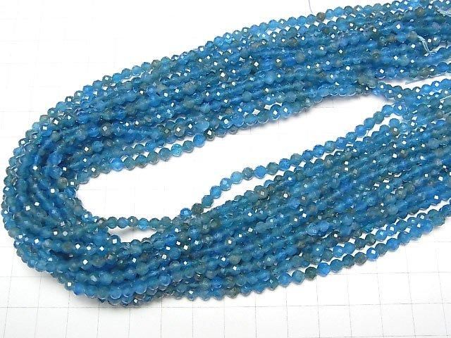 【動画】【素晴らしい輝き】ブルーアパタイトAA+ ラウンドカット4mm 1連(約37cm) サムネイル4