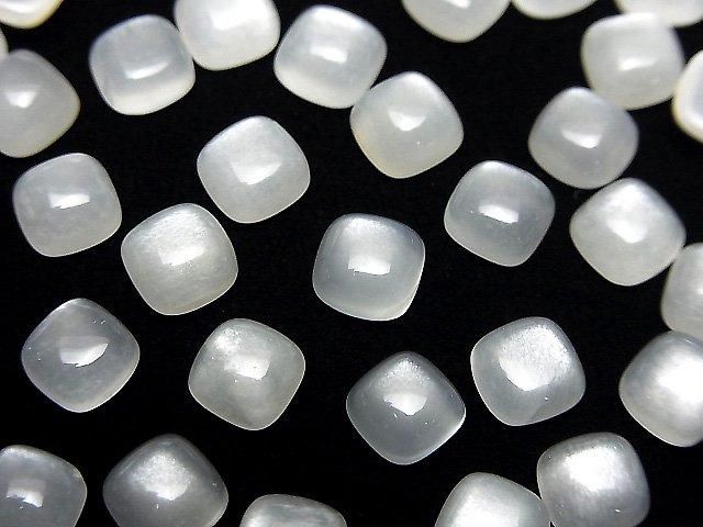 【動画】ホワイトムーンストーンAAA スクエア カボション6×6mm 5個の画像