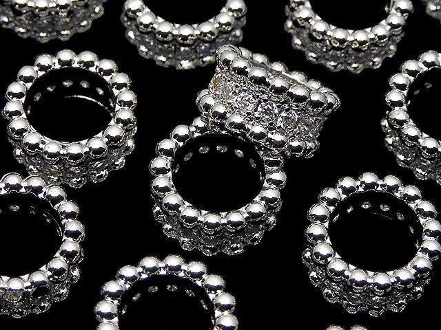 メタルパーツ ロンデル11×11×6mm シルバーカラー(CZ付) 1個の画像