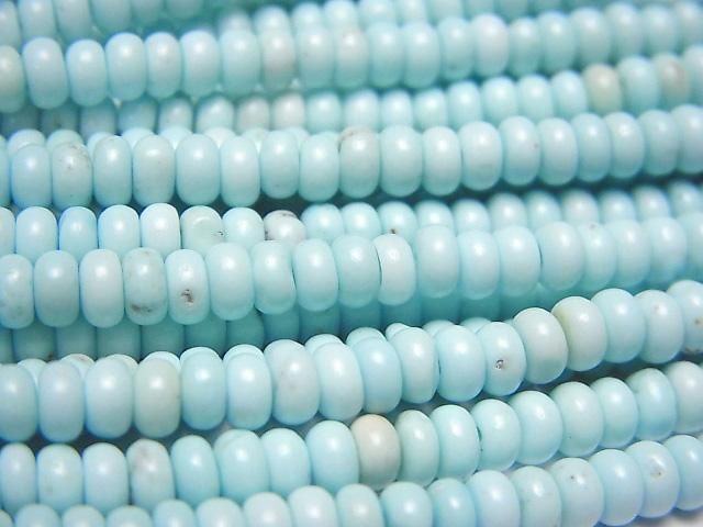 【動画】マグネサイトターコイズ ロンデル(ボタン)4×4×2mm 1連(約38cm)の画像